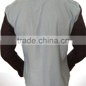 2017 New Design Men's Denim Casual Shirt With Contrast Sleeve photo-4