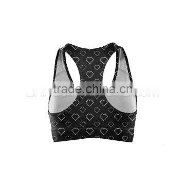 2017 Black Hearts Patterned Fitness Compression Bra photo-2