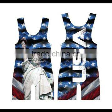 Blue USA Sublimated Wrestling Singlet: Youths and Mens sizes