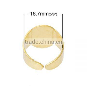 Brass Adjustable Ring Components Finger Ring Brass Tone Blank Cabochon Settings 16.7mm 20 PCs Ring Setting photo-2
