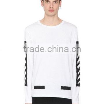 Custom new design customized fashion long sleeve long lineprinting men t-shirt men