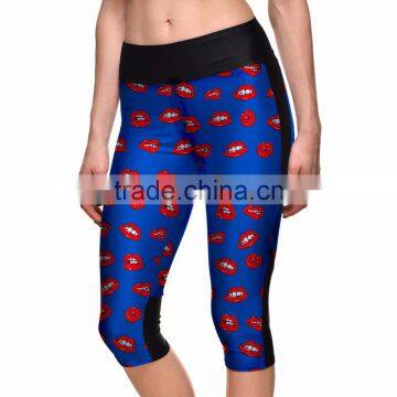 Compression Capri Pants Plus Szie Leggings Low Waist Pocket Decoration Black Tight Pants