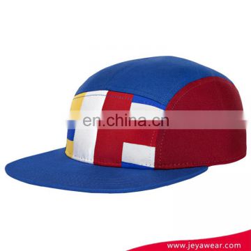 Wholesale Hip Pop Sports Flat Caps Custom Colorful Flat Brim 5 Panel Snapback Printed Cap