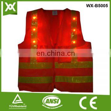 factory custom 16/14 flashing led reflective safety vest for LED lights