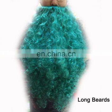 MMO-0244 party green long synthetic hair Christams santa full mustache beard