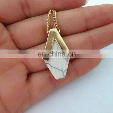 New Arrival Geometrical Shaped Howlite Pendant Necklace photo-5