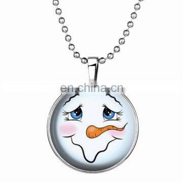 Nice Cute Snowmen Shape Fashion Luminous Blue Light Pendant Necklace