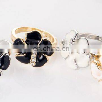 Classic Genuine Austrian Crystals Sample Sales Platinum Plated Black Flower Ring Jewelry Party OFF photo-5