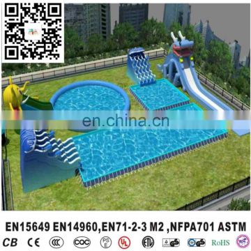 2016 China factory new design water park,cheap inflatable water slide with swimming pool ,big water park for sale