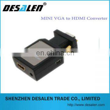 New Mini VGA to HDMI Converter Adapter With USB VGA Audio Cables