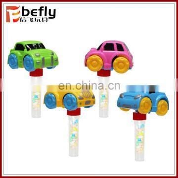 Cheap plastic candy tube toy with pull back car