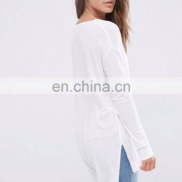 Fashion design longline woman rounded hem t shirt