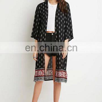 High quality hot sale long sleeve print kimono casual fashion women blouse
