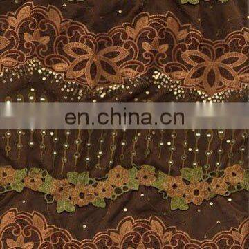 polyester net lace embroidery fabric design