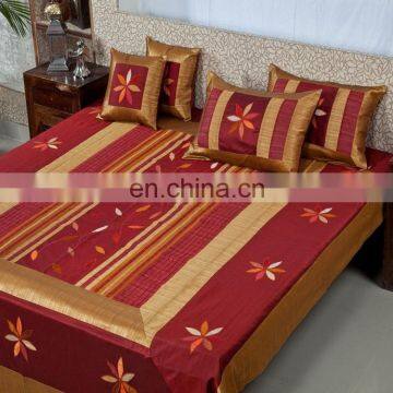 Home Textile Handmade Soft Silk Material Bedsheet With Pillow Cases 100% Cotton Bedding Sets