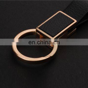 Popular Style Embossed Logo Black Leather Keychain for Business Promotional Gift photo-3