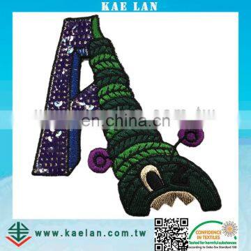 sequin decoration embroidery, unique letter embroidered applique