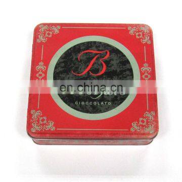 Middle Square Chocolate Tin Box with Hinged Lid