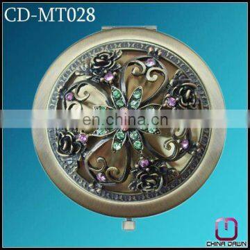 fashion gift round crystal copper compact mirror CD-MT028