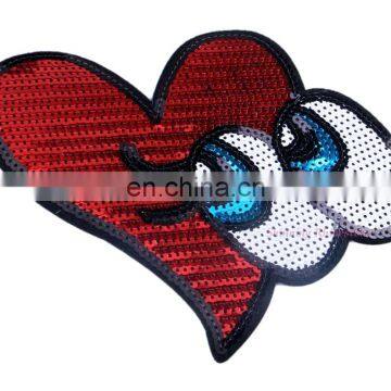 Children Clothes Clothing Embroidered Patch Heart Eyes Sequined Patches Badge Brand Name Sticker Cartoon Motif Applique photo-2