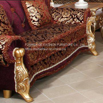 Red Couch Velvet Sofas Living Room Furniture Upholstered Classic Comfortable American Style Home Fabric Sofa Design Set photo-5