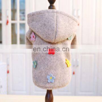 Personalized Pet Dog Cat Hoodie Gray Clothes Teddy Flower Woolen Coat photo-2