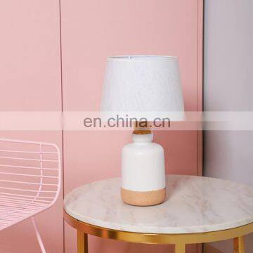 China Direct Sale Matte Yellow Indoor Lighting Office Hotel Ceramic Lamp With Linen Lampshade photo-6