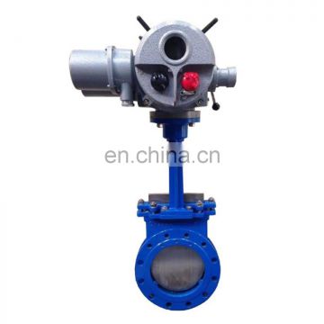 WCB Body PN16 PN10 DN300 DN400 DN500 Rising Stem Knife Gate Valve With Electric Actuator