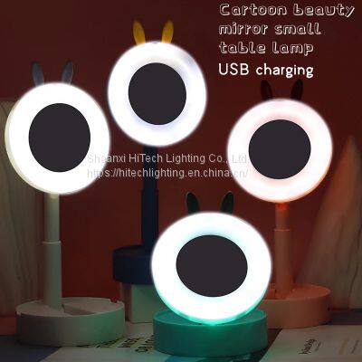 Cartoon Led Makeup Beauty Mirror Light Table Lamp Net Red Dressing Desktop Portable Folding Light Table Lamp photo-5