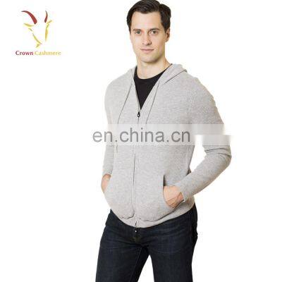 Classic Style Men Cashmere Hoodie Cardigan Zipper Front Hoodie Cardigan photo-2