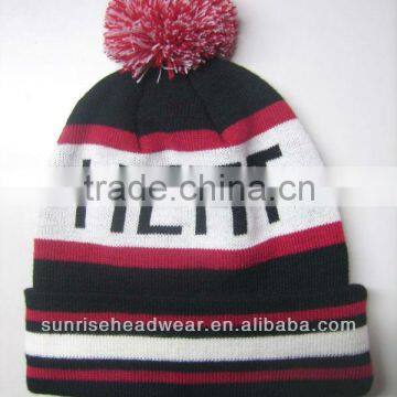 custom knitted winter hats with ball on top