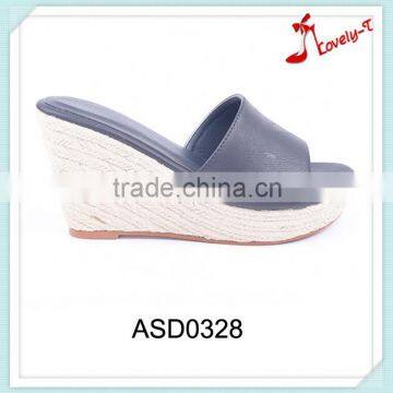 2016 new fashion high quality woman three layers sole wedge heel slippers