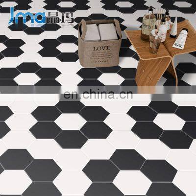 Color Hexagonal Kitchen and Bathroom Black and White Gray Non-slip Balcony Ceramic Tiles