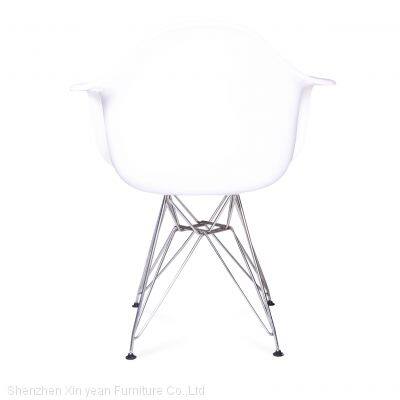 DAR Reinforce White Fiberglass Eames Armchair With Stainless Steel Base for Sale photo-2