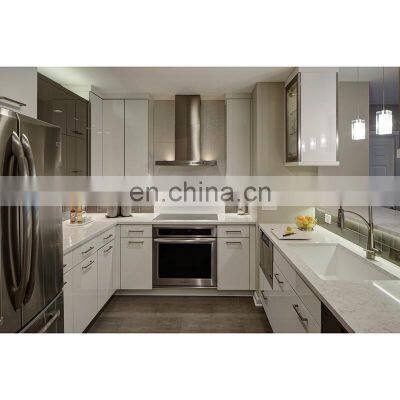 Free 3D customized cheap modular design lacquer acrylic high gloss white door panel modern kitchen cabinets