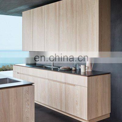 Hot Selling White Glass Doors Invisible Handle Kitchen Cabinet Solid Wood