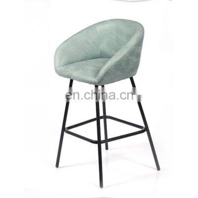 K&B hot sale modern cheap Simple Exquisite Design green Durable Tall metal legs velvet Counter Bar Stool chair with back