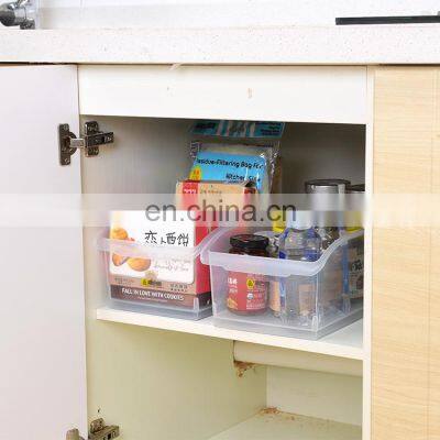 Most popular wheeled type kitchen multifunction transparent PP plastic refrigerator family storage box under sink organizer