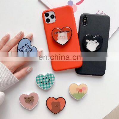 Customised LOGO Heart-shaped Mobile Holder Custom Logo With Epoxy Resin Phone Grip Cell Phone Stand For Phone Sockets photo-3