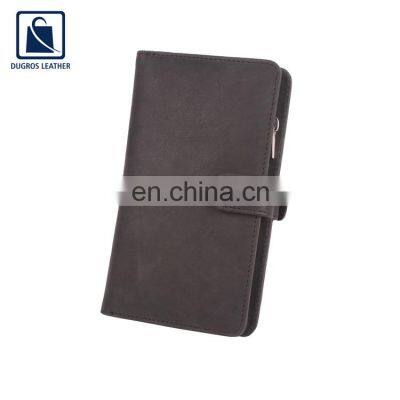 Anthracite Fitting Matching Stitching Suede Lining Material Fashion Style Unisex Genuine Leather Mobile Phone Case