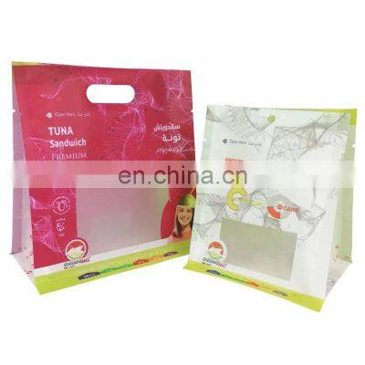 Heat Seal Flat Bottom Packing Pouch Mylar Food Custom Printed Sandwich Bag Transparent Plastic Packaging With Hanging Hole photo-3