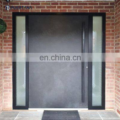 Modern Entry Wrought Iron Framed Stainless Steel  Front Door For Residential Entrance