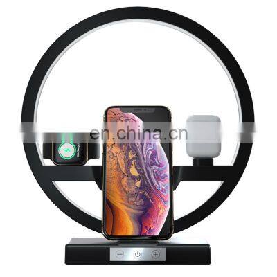 New Arrival  Fast Qi 3 in 1Mobile Phone Charging Station Dock lamp Charge Stand  Wireless Charger For iPhone Airpods Watch