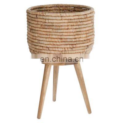 Hot Selling Removeable Leg Water Hyacinth Planter with Stand wicker plant stand basket planter pot wholesale