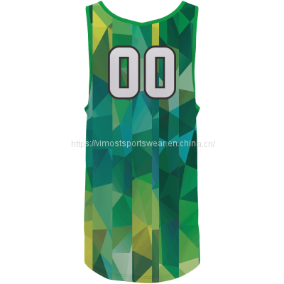 Sublimated Breathable and Cooldry Basketball Shirt With Green Color photo-2