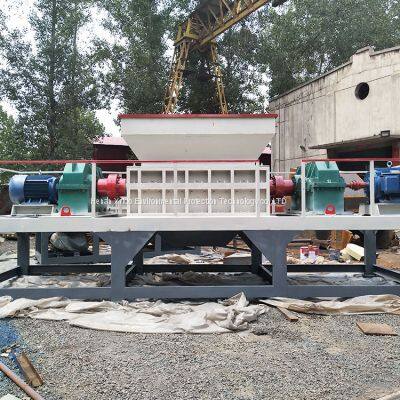 Double shaft iron Aluminum Crusher waste rubber tyre tire shredding metal scrap shredder machine price