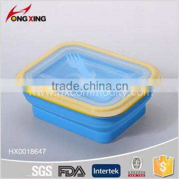 1.2L Leakproof Foldable Silicon Lunch Box with Cutlery