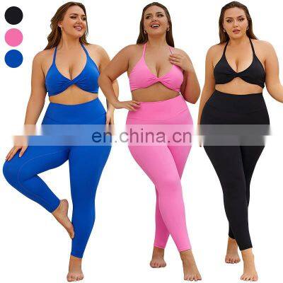 Plus Size Yoga Set Breathable Gym High Waist Quick Dry Sportswear 2 Piece Set Women Yoga Suit Sports Wear Gym Fitness Sets Sexy