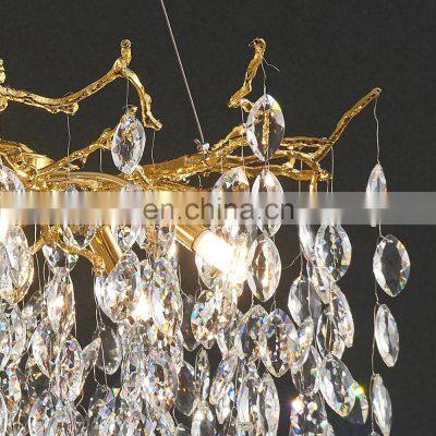 Home Decor Gold Pendant Light Restaurant Hanging Hotel Modern Led Glass Chandelier
