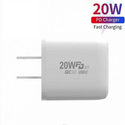 New Arrival 20w QC3.0 Fully Compatible With Double Port Usb C Type C Us Eu Uk Plug Super Fast Charging Wall Charger Adapter photo-3